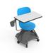 Luxor STUDENT-MTACHR Mobile School Desk and Chair w/ Blue Seat & Gray Frame - Polypropylene