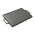 Matfer Bourgeat 071058 Reversible Griddle Plate w/ Handles - 19 2/3"L x 13 3/4"W x 1 1/8"H, Cast Iron