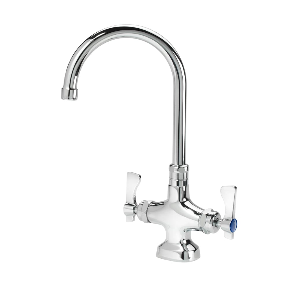 Krowne 16-301L Deck Mount Double Pantry Faucet - 6" Gooseneck Spout, Single Hole, 6" Gooseneck Nozzle, Anti Backflow Valve