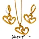 Yhpup minimalist ischen Edelstahl Herz hohl Tropfen Creolen Halskette Set Gold Silber Farbe