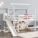 Twin Multi-Functional Kids Loft Bed with Slide, Shelves, Light, White