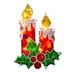 12" Holographic Lighted Berry Candle Christmas Window Silhouette