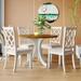 Solid Wood 5-Piece Round Dining Table Set with 4 Upholstered Chairs, Mid-Century Kitchen Dining Furniturn Set for Small Places