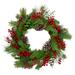 Holly Berries and Snowy Pinecones Artificial Christmas Wreath - 24-Inch Unlit - 24"