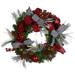 Pre-Lit Decorated Plaid and Houndstooth Artificial Christmas Wreath - 24-Inch Warm White Lights - 24"