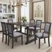 7-Piece Wooden Dining Table Set for 6, Farmhouse Style Kitchen Table Set with 5 Upholstered Side Chair & a Arm Chair, Set of 7