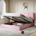 Queen Size Upholstered Platform Bed with Hydraulic Storage System, No Box Spring Needed Modern Storage Bed