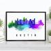 Pera Print Austin Skyline Texas Poster Austin Cityscape Painting Austin Texas Unframed Poster Texas Cityscape and Landmark Print Texas Home Office Wall Art Decor - 16x20 Inches