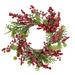 Artificial Frosted Red Berry and Pine Christmas Wreath 16-Inch Unlit - 16"