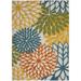 HomeRoots 479778 7 x 10 ft. Floral Non Skid Indoor & Outdoor Rectangle Area Rug Turquoise