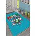 LaModaHome Area Rug Non-Slip - Blue Writing and figure Soft Machine Washable Bedroom Rugs Indoor Outdoor Bathroom Mat Kids Child Stain Resistant Living Room Kitchen Carpet 2.7 x 1.7 ft