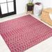 Ourika Moroccan Geometric Textured Weave Fuchsia/Light Gray 5 Square Indoor/Outdoor Area Rug