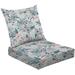 2-Piece Deep Seating Cushion Set Pink blue blossom leaf Beautiful bouquet flower Outdoor Chair Solid Rectangle Patio Cushion Set