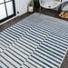 JONATHAN Y JONATHAN Y Grid Modern Offset Stripe Indoor/Outdoor Area Rug 4 X 6 - Ivory/Blue