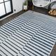 JONATHAN Y JONATHAN Y Grid Modern Offset Stripe Indoor/Outdoor Area Rug 4 X 6 - Ivory/Blue