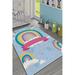 LaModaHome Area Rug Non-Slip - Blue Colorful striped and cloud Soft Machine Washable Bedroom Rugs Indoor Outdoor Bathroom Mat Kids Child Stain Resistant Living Room Kitchen Carpet 3.3 x 6.6 ft