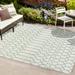 Ourika Moroccan Geometric Textured Weave Green/Ivory 8 ft. x 10 ft. Indoor/Outdoor Area Rug