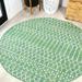 Ourika Moroccan Geometric Textured Weave Ivory/Green 5 Round Indoor/Outdoor Area Rug