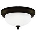 Westinghouse 64291 - 2 Light (Medium Screw Base) 13 Flush Mount Oil Rubbed Bronze Finish with Frosted White Alabaster Glass Ceiling Light Fixture