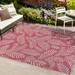 Nevis Palm Frond Fuchsia/Light Gray 8 ft. x 10 ft. Indoor/Outdoor Area Rug