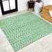 Ourika Moroccan Geometric Textured Weave Ivory/Green 5 Square Indoor/Outdoor Area Rug