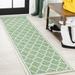 Trebol Moroccan Trellis Textured Weave Cream/Green 2 ft. x 10 ft. Indoor/Outdoor Runner Rug