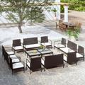 Buyweek 16 Piece Patio Lounge Set with Cushions Poly Rattan Black