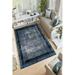 LaModaHome Area Rug Non-Slip - Blue Border and Obedness Soft Machine Washable Bedroom Rugs Indoor Outdoor Bathroom Mat Kids Child Stain Resistant Living Room Kitchen Carpet 2.7 x 5 ft