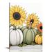 JEUXUS Rustic Watercolor Sunflower Pumpkin Fall Harvest Maple Leaf Poster Prints for Home Farmhouse Kitchen Living Room Decor Autumn Fall Themed Decorations Prints Wall Art