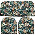 3 Piece Wicker Cushion Set - Telfair Peacock Blue Green Brown Rust Ivory Floral Scroll Indoor/Outdoor Fabric Cushion For Wicker Loveseat Settee & 2 Matching Chair Cushions