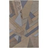 Feizy Nash Modern Geometric Tan/Brown/Blue 5 x 8 Area Rug Handmade Sheen Bohemian & Eclectic Color Block Design Carpet for Living Dining Bed Room