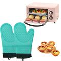 KYAIGUO 2 PCS Oven Mitts Heat Resistant Silicone Oven Gloves Hangable and Easy to Store for Bbq Baking Cooking