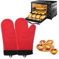 KYAIGUO 2 PCS Oven Mitts Heat Resistant Silicone Oven Gloves Hangable and Easy to Store for Bbq Baking Cooking