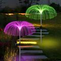 2 Pcs Solar Garden Lights Outdoor Waterproof Solar Yard Light Single-Layer Jellyfish Solar Flower Lights for Pathway Backyard Lawn