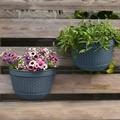 Nvzi 2Pcs Resin Wall Planters Hanging Flower Plant Pots Vertical Wall Mount Planter Pot Flower Basket for Railing Fence Wall Window Balcony Dark Blue