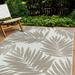 World Rug Gallery Contemporary Floral Leaves Nature Inspired Reversible Indoor/Outdoor Area Rug - Beige 5 x7