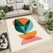 Pink Orange Irregular Round Area Rug Green Leaves Minimalism Decorative Outdoor Carpet Decorative Carpet Non-Slip Rugs Suitable For Kids Boys Girls Game Room Living Room 2 x 3