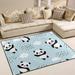 Dreamtimes Cartoon Panda Blue Area Rug 4 x5 Pet & Child Friendly Carpet Indoor Outdoor Soft Rug Washable Non Slip Comfortable Area Rug