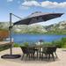 PURPLE LEAF 10 ft Round Aluminum 360-degree Rotation Offset Cantilever Umbrella Patio Outdoor Umbrella for Garden Deck Pool Patio Gray