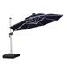 PURPLE LEAF 11ft Solar powered LED Patio Umbrella Outdoor Round Umbrella Large Cantilever Umbrella with LED lights Windproof Offset Umbrella Heavy Duty Sun Umbrella Navy Blue