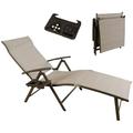 CintBllTer Cozy Aluminum Beach Yard Pool Folding Reclining Adjustable Chaise Lounge Chair (1 Pack Beige)