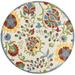 HomeRoots 384851 8 ft. Round Ivory Multi Color Floral Indoor & Outdoor Area Rug