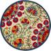 HomeRoots 384998 4 ft. Round Red & Multi Color Indoor & Outdoor Area Rug