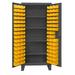 Durham 12 Gauge Recessed Door Style Lockable Cabinet with 96 Blue Hook on Bins & 4 Adjustable Shelves - Gray - 36 in.