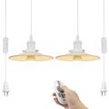 Kiven 2-Light Plug in Pendant Light Industrial Hanging Light with 15FT Cord Remote Control Dimmable Ceiling Pendant Light White Finish (marble pattern)