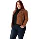 URBAN 5884 Plus Size MIKA Damen Lederjacke, Herbstjacke aus weichem und strapazierfähigem echtem Lammfell, Damenjacke im Biker-Stil für die kurvige Figur, Cognac, 52