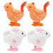 FRCOLOR 4pcs Wind-up Animal Toys Plush Animal Clockwork Toys Wind Up Walking Toys