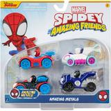 Spidey and His Amazing Friends Marvel Amazing Metals 4 Pack - Includes Spidey Ghost-Spider Black Panther Miles Morales: Spider-Man - 3-Inch Die-Cast Vehicles - Superhero Toys for Kids 3 and Up