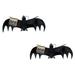 CGT Halloween Spooky Scary Black Plastic Fake Bats Figurine Ornaments Novelty Creepy Critter Prank Props Toy Realistic Hanging Bat Decorations Party Indoor Outdoor Haunted House Decor 11in (Pack of 2)