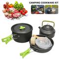 Camping Cookware Kit Camping Cooking Cookware Mess Kit for 2-3 Person Outdoor Mess Kit with Pot Pan and Kettle Portable Outside Camping Cooking Mess Set for Camping Hiking Picnic Fishing Backpacking